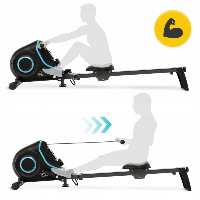 Гребний тренажер магнітний 4FIZJO Evo+ Black/Blue (P-5905973401715)