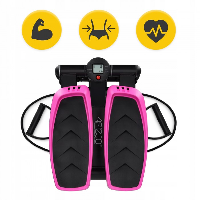 Степпер (мини-степпер) 4FIZJO Evo с эспандерами Black/Pink (P-5905973403870)