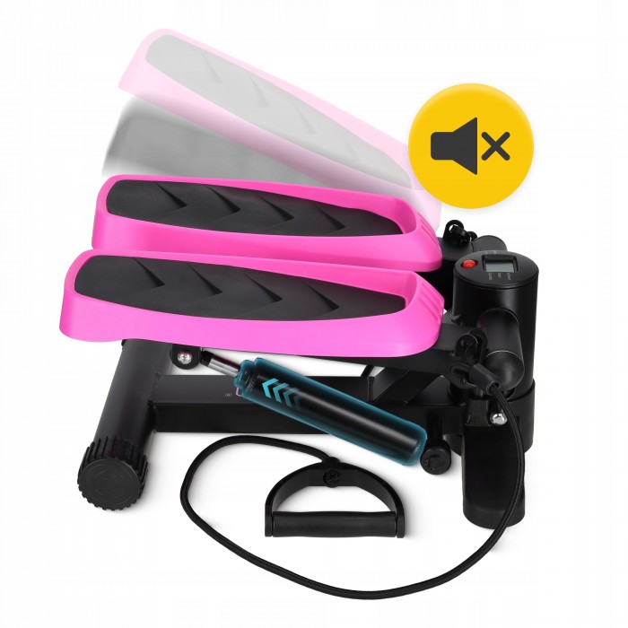 Степпер (мини-степпер) 4FIZJO Evo с эспандерами Black/Pink (P-5905973403870)