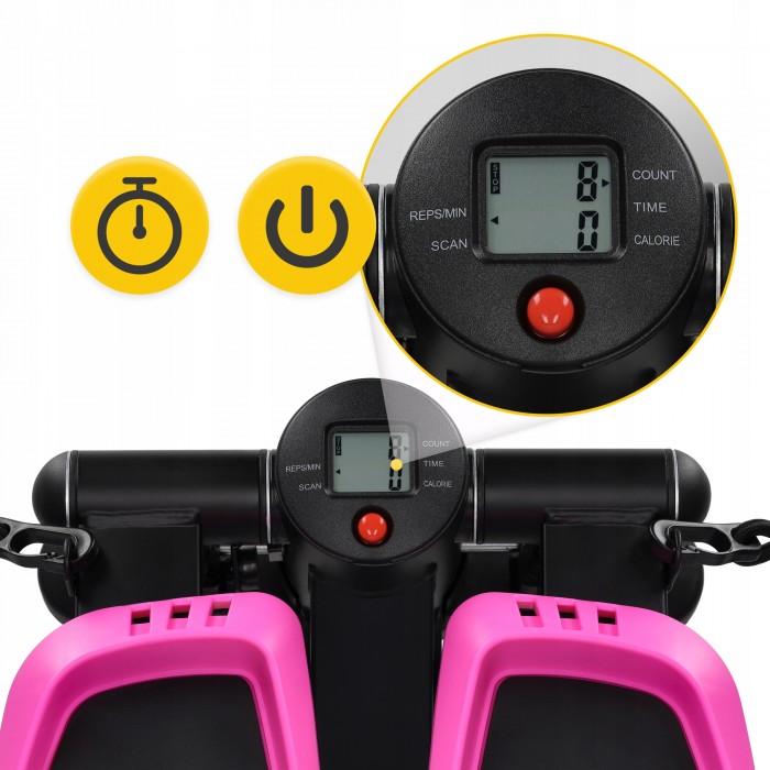 Степпер (мини-степпер) 4FIZJO Evo с эспандерами Black/Pink (P-5905973403870)