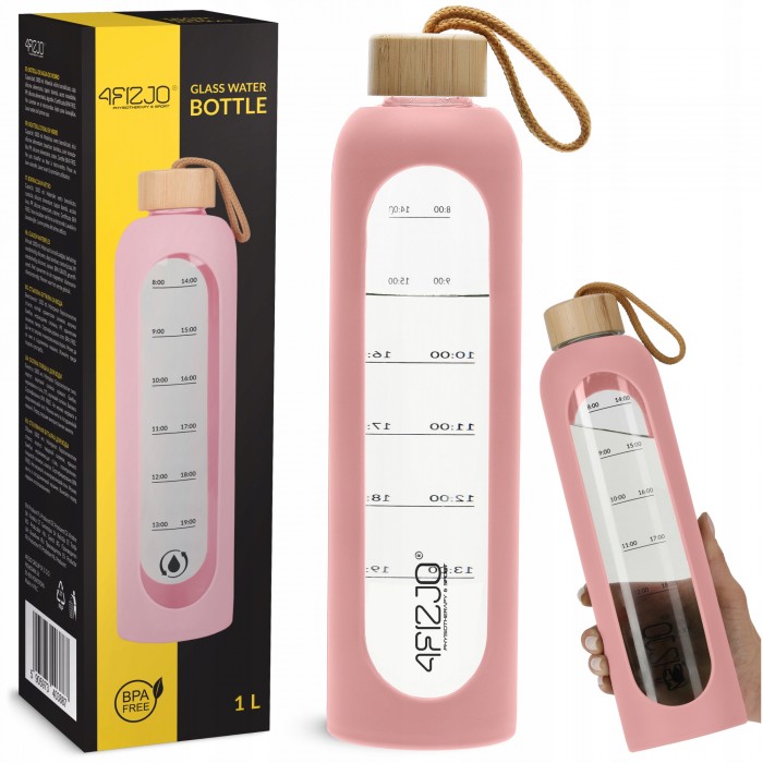 Пляшка для води спортивна 4FIZJO 1000 мл скляна Pink (P-5905973403887) Пляшка для води спортивна 4FIZJO 1000 мл скляна Pink (P-5905973403887)