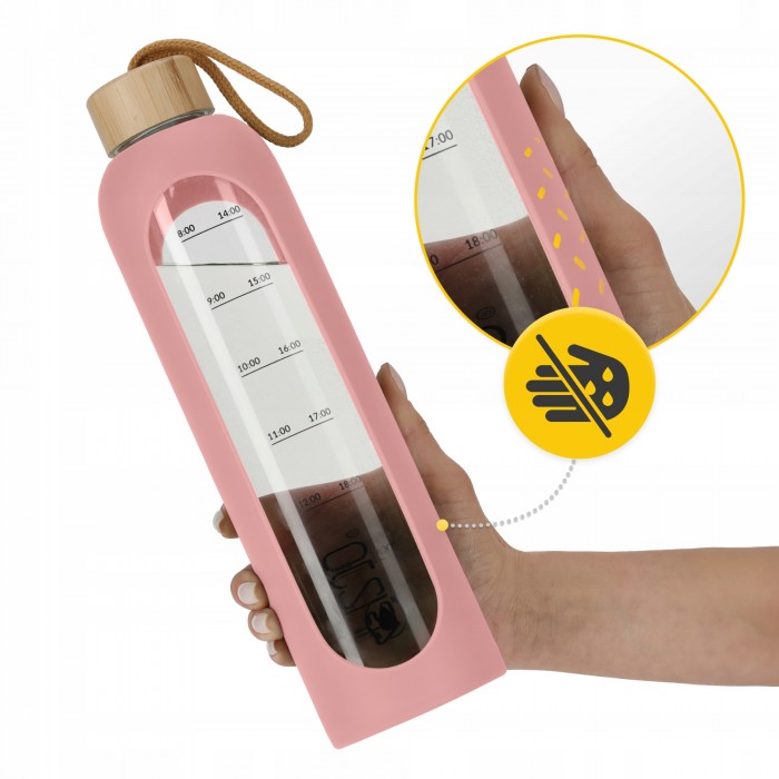 Пляшка для води спортивна 4FIZJO 1000 мл скляна Pink (P-5905973403887)