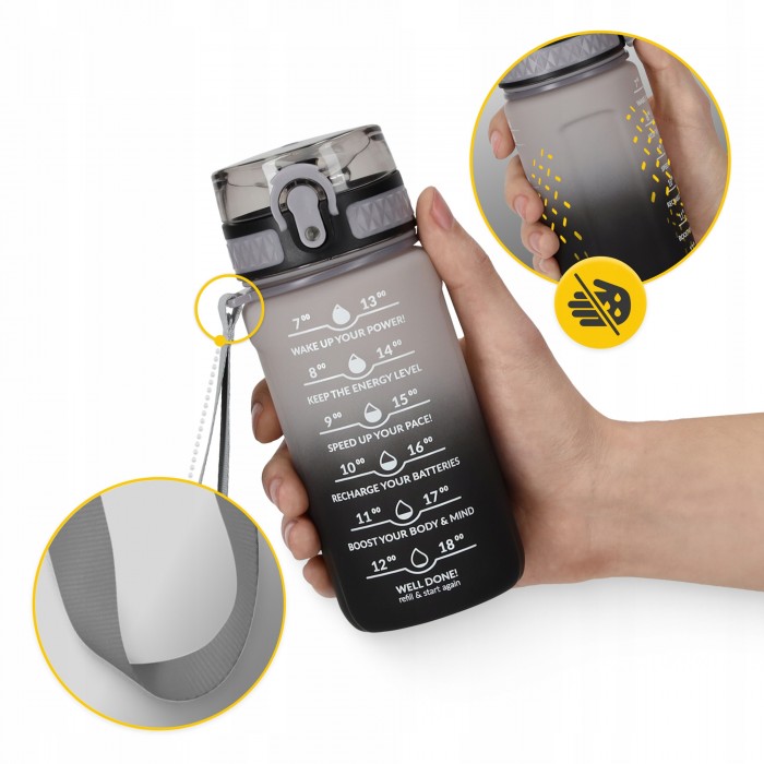 Пляшка для води спортивна 4FIZJO 500 мл Grey/Black (P-5905973400725)