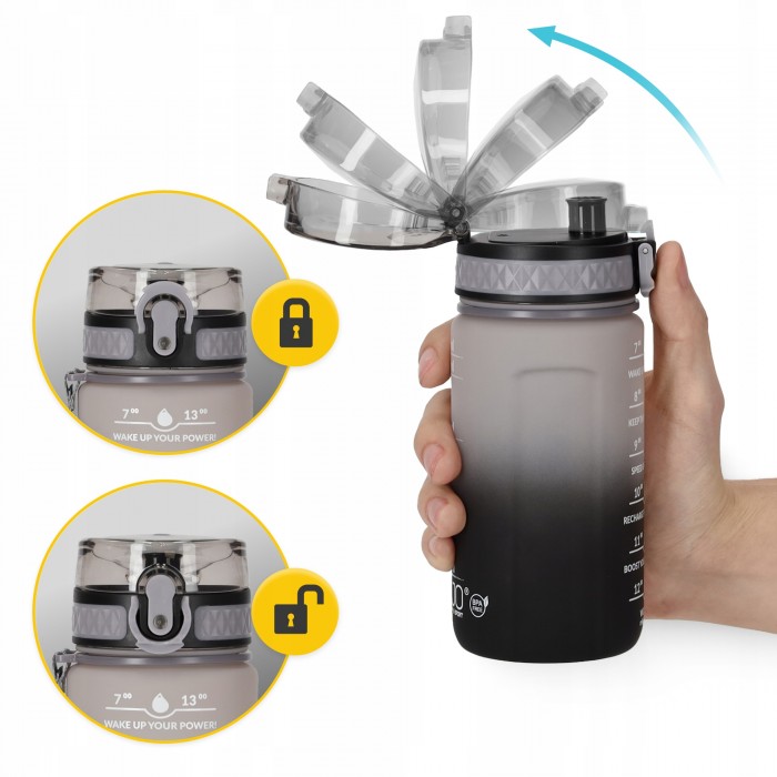 Пляшка для води спортивна 4FIZJO 500 мл Grey/Black (P-5905973400725)