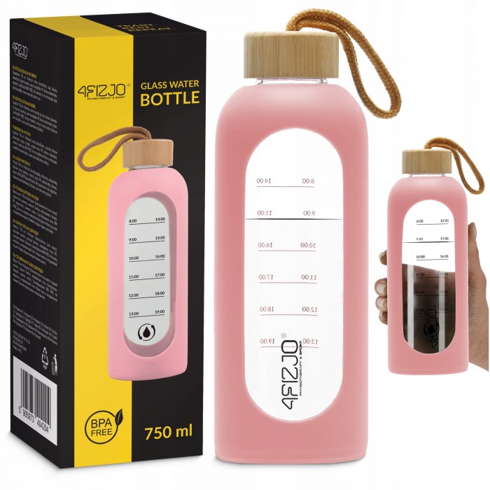 Пляшка для води спортивна 4FIZJO 750 мл скляна Pink (P-5905973404204) Пляшка для води спортивна 4FIZJO 750 мл скляна Pink (P-5905973404204)