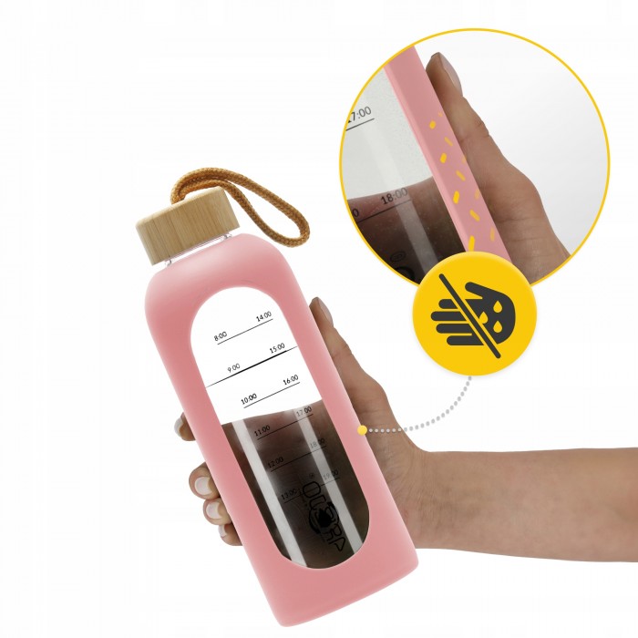 Пляшка для води спортивна 4FIZJO 750 мл скляна Pink (P-5905973404204)