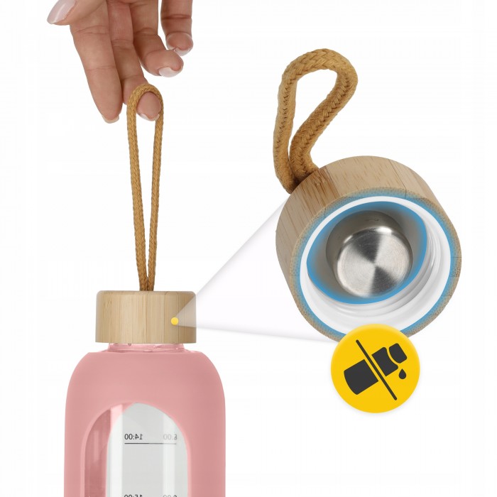 Пляшка для води спортивна 4FIZJO 750 мл скляна Pink (P-5905973404204)