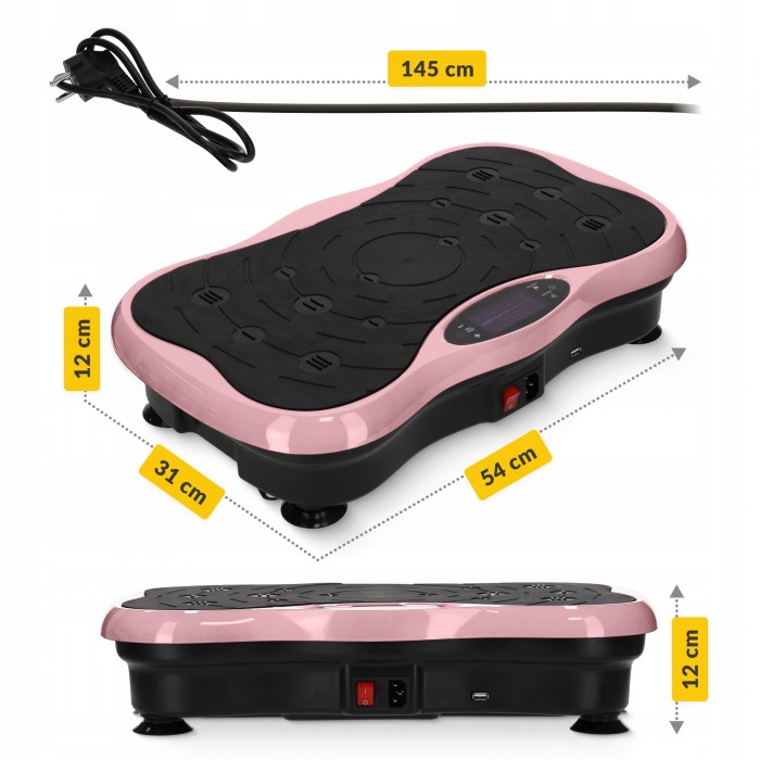 Виброплатформа для тренировок 4FIZJO Ultra+ с пультом и эспандерами Black/Pink (P-5905973402880)