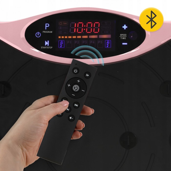 Виброплатформа для тренировок 4FIZJO Ultra+ с пультом и эспандерами Black/Pink (P-5905973402880)