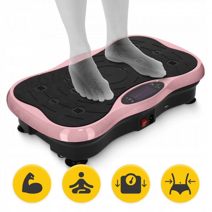 Виброплатформа для тренировок 4FIZJO Ultra+ с пультом и эспандерами Black/Pink (P-5905973402880)