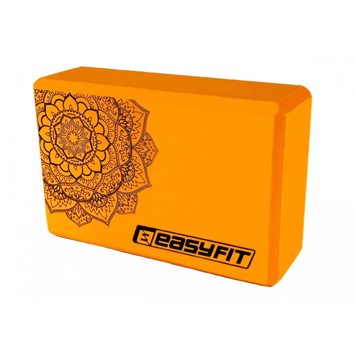 Блок для йоги EasyFit EVA з малюнком помаранчевий Блок для йоги EasyFit EVA з малюнком помаранчевий