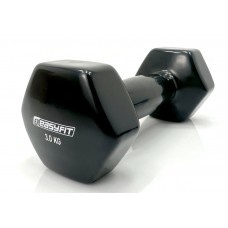 Гантель для фитнеса 3 кг 1шт EasyFit с виниловым покрытием черная