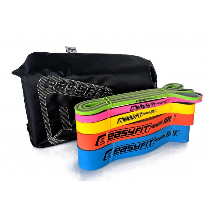 Набір двошарових резинок для підтягування EasyFit Premium 2-63 кг (5 шт) Набір двошарових резинок для підтягування EasyFit Premium 2-63 кг (5 шт)