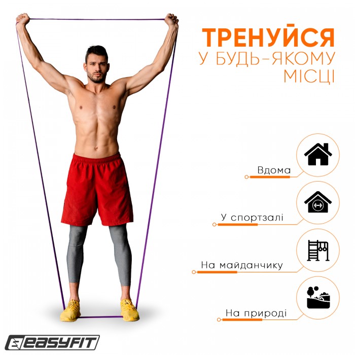 Гумова петля EasyFit 15-45 кг Фіолетова