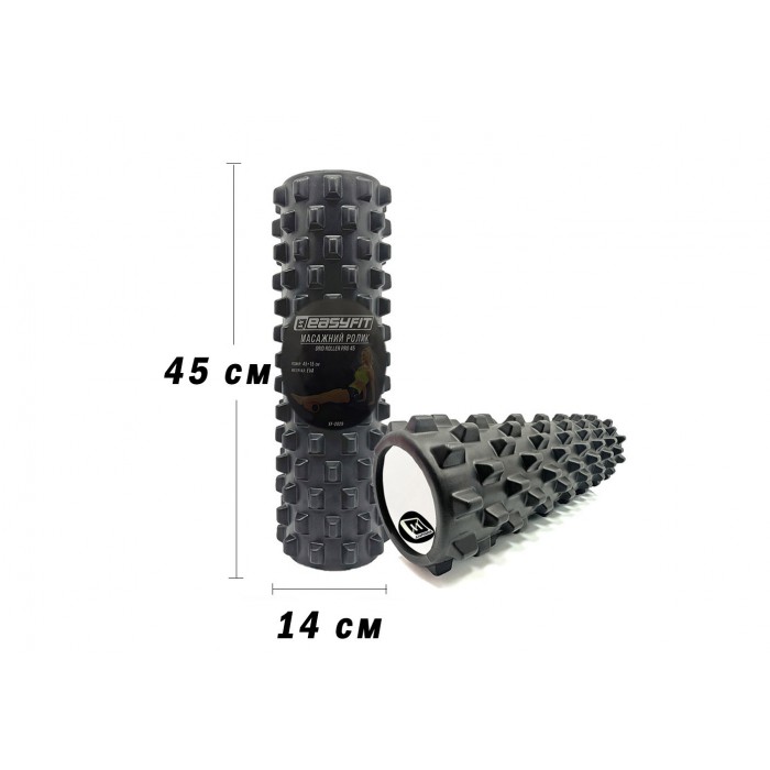 Массажный ролик EasyFit Grid Roller PRO 45 см Черный Массажный ролик EasyFit Grid Roller PRO 45 см Черный