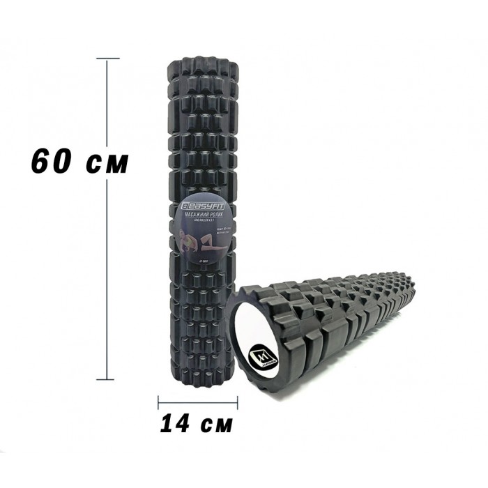 Массажный роллер EasyFit Grid Roller 60 см v.3.1 черный Массажный роллер EasyFit Grid Roller 60 см v.3.1 черный