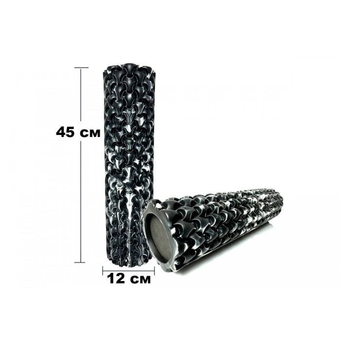 Массажный ролик EasyFit Plexus 45 см Черный-белый Массажный ролик EasyFit Plexus 45 см Черный-белый