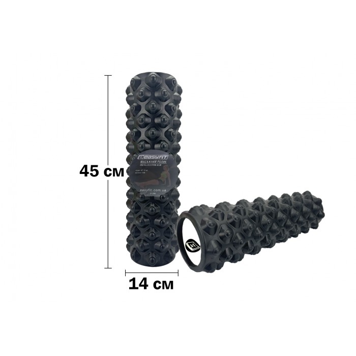 Масажний ролик EasyFit Grid Roller Extreme 45 см Чорний Масажний ролик EasyFit Grid Roller Extreme 45 см Чорний