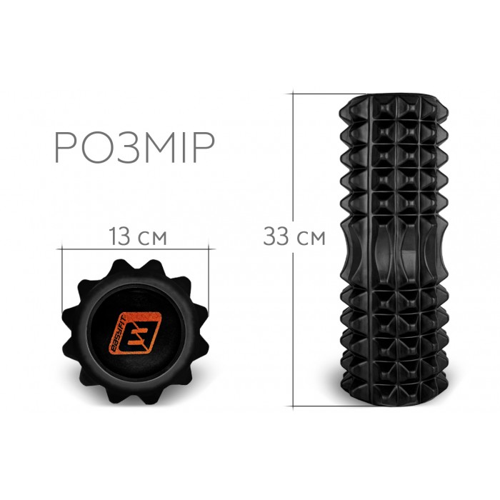 Масажний ролик EasyFit Solid Roller v.1.2s 33х13 см чорний