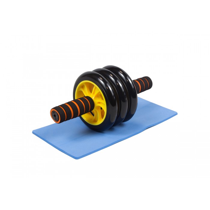 Ролик для пресу EasyFit з килимком Жовтий (3 колеса) Ролик для пресу EasyFit з килимком Жовтий (3 колеса)