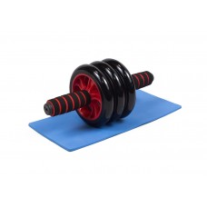 Ролик для пресу EasyFit з килимком Червоний (3 колеса)
