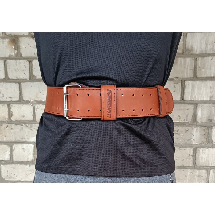 Пояс атлетический EasyFit DeciBelt (кожа) коричневый L