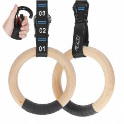 Гімнастичні кільця 4FIZJO дерев'яні, регульовані Black/Blue (P-5905973402743)