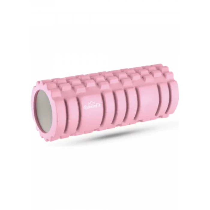 Массажный ролик Queenfit для йоги и фитнеса EVA 33*14 см розовый