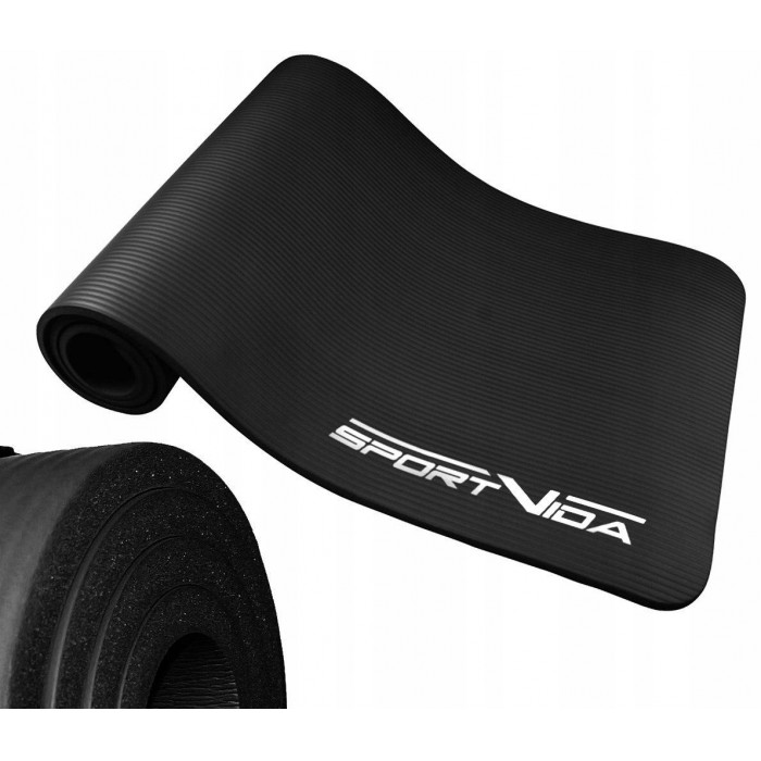 Килимок для фітнесу та йоги SportVida NBR 1 см SV-HK0166 Black