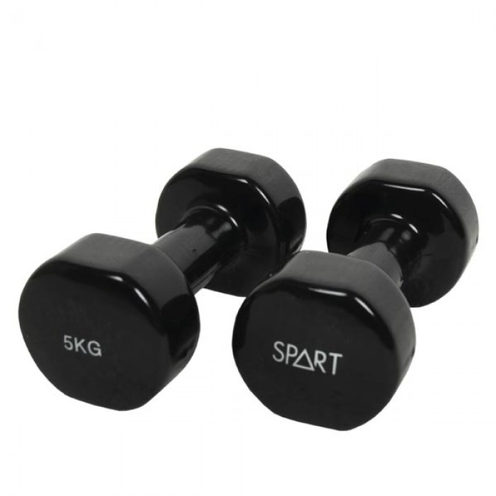 Гантели для фитнеса виниловые 2 х 5 кг SPART DB2113-5Black