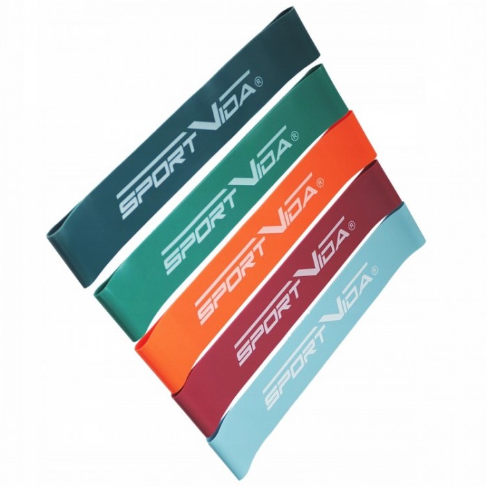 Фітнес гумка для ніг і сідниць SportVida Mini Power Band 5 шт 0-25 кг SV-HK0206