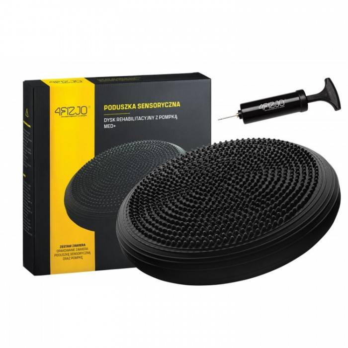 Балансировочная подушка-диск 4FIZJO MED+ 33 см сенсомоторная, массажная Black (P-5907739310149)