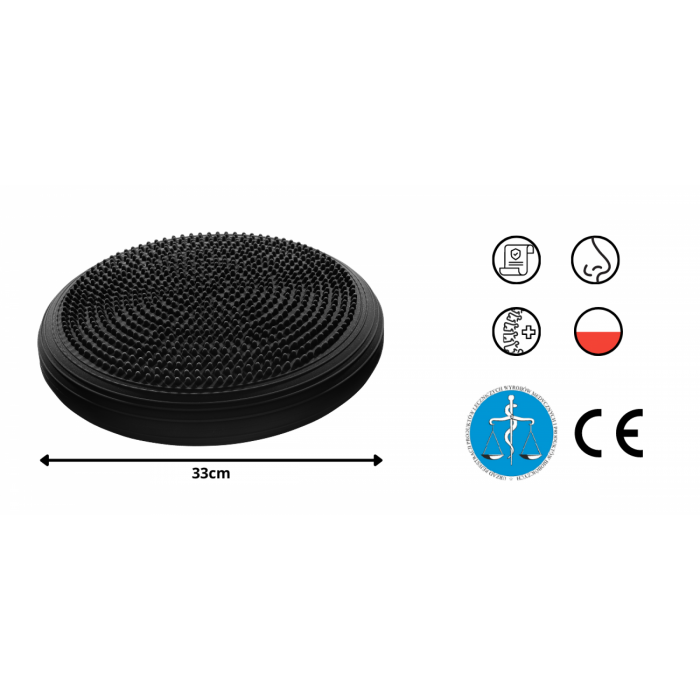 Балансировочная подушка-диск 4FIZJO MED+ 33 см сенсомоторная, массажная Black (P-5907739310149)