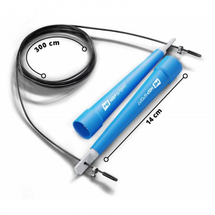 Швидкісна скакалка Crossfit з пластиковими ручками Hop-Sport HS-P010JR блакитна