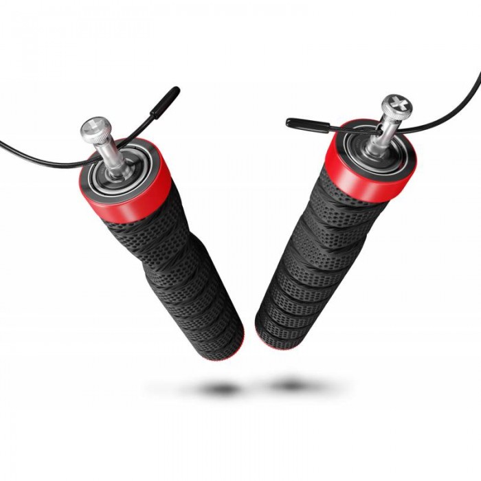 Скоростная скакалка с подшипниками и мягкой рукояткой Hop-Sport HS-P030JR черная