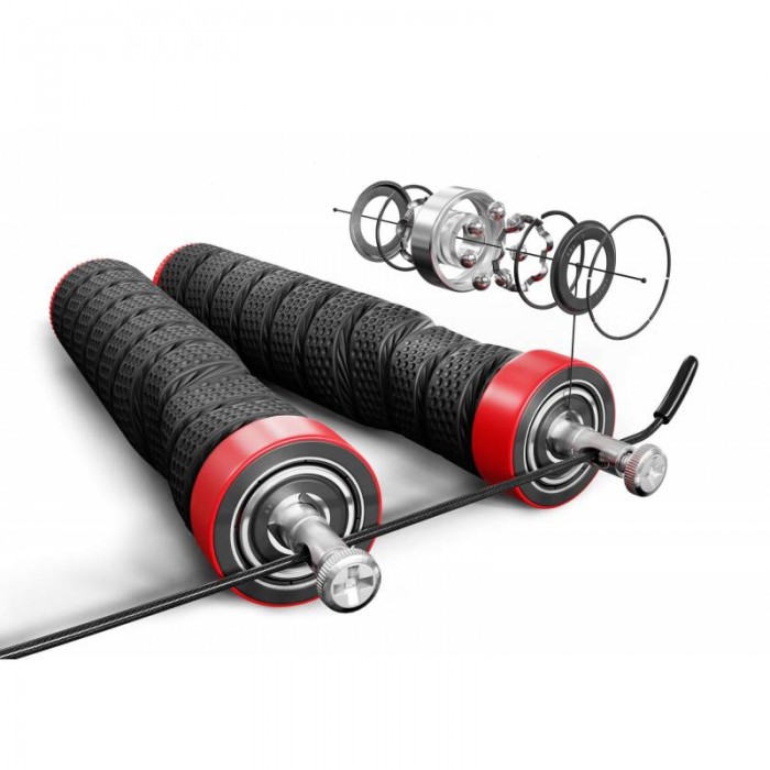 Скоростная скакалка с подшипниками и мягкой рукояткой Hop-Sport HS-P030JR черная