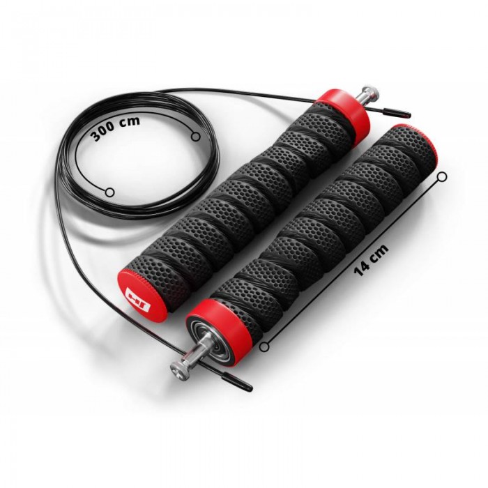 Скоростная скакалка с подшипниками и мягкой рукояткой Hop-Sport HS-P030JR черная