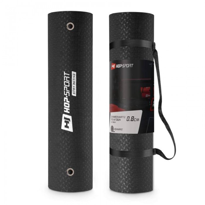 Килимок для фітнесу та йоги з отворами TPE 0,8 см Hop-Sport HS-T008GM чорний