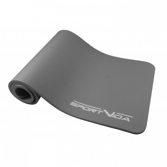 Килимок для фітнесу та йоги SportVida NBR 1 см SV-HK0247 Grey