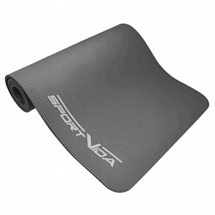 Килимок для фітнесу та йоги SportVida NBR 1 см SV-HK0247 Grey