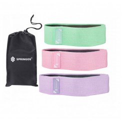 Резинки для фітнесу тканинні набір Springos Hip Band 3 шт FA0116
