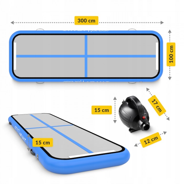 Мат гімнастичний надувний 4FIZJO Air Track Mat 300 x 100 x 15 cм White/Blue (P-5907739311771)