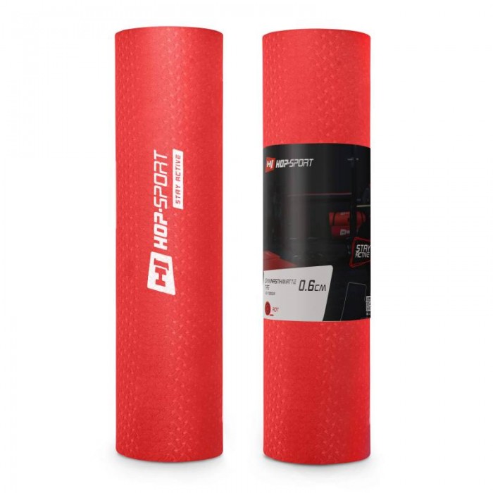 Килимок для йоги та фітнесу TPE 0,6 см Hop-Sport HS-T006GM червоний