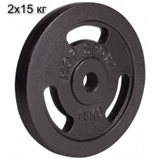 Диски 15 кг x 2шт металеві для штанги та гантелей Hop-Sport Strong d - 30 мм