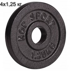 Диски 4шт x 1,25 кг металеві для штанги та гантелей Hop-Sport Strong d - 30 мм