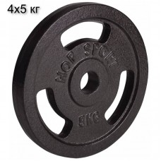 Диски 5 кг x 4шт металеві для штанги та гантелі Hop-Sport Strong d - 30 мм