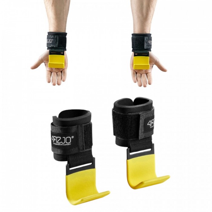 Гачки для перекладини та тяги 4FIZJO Hooks Black/Yellow (P-5907739311078)
