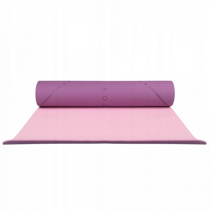 Килимок для йоги (Yoga mat) Springos TPE 6 мм YG0015 Purple/Pink з розміткою