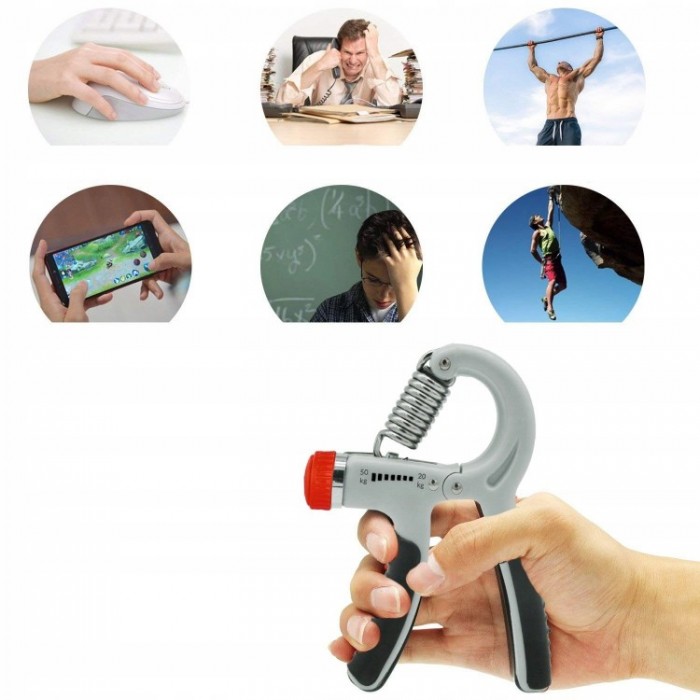 Еспандер кистьовий пружинний з регульованим навантаженням Springos 20-50 кг FA0034 Grey / Black