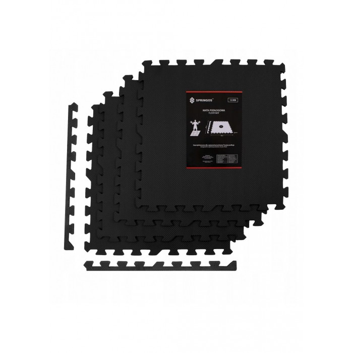 Мат-пазл (ластівчин хвіст) Springos Mat Puzzle EVA 120 x 120 x 1.2 cм FM0002 Black